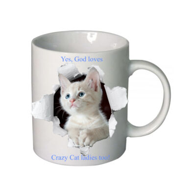 God Loves Crazy Cat Ladies Mug Thumbnail